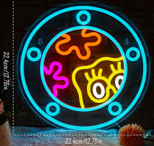 Sponge Peek Neon Sign – Who Lives in There? 🍍👀