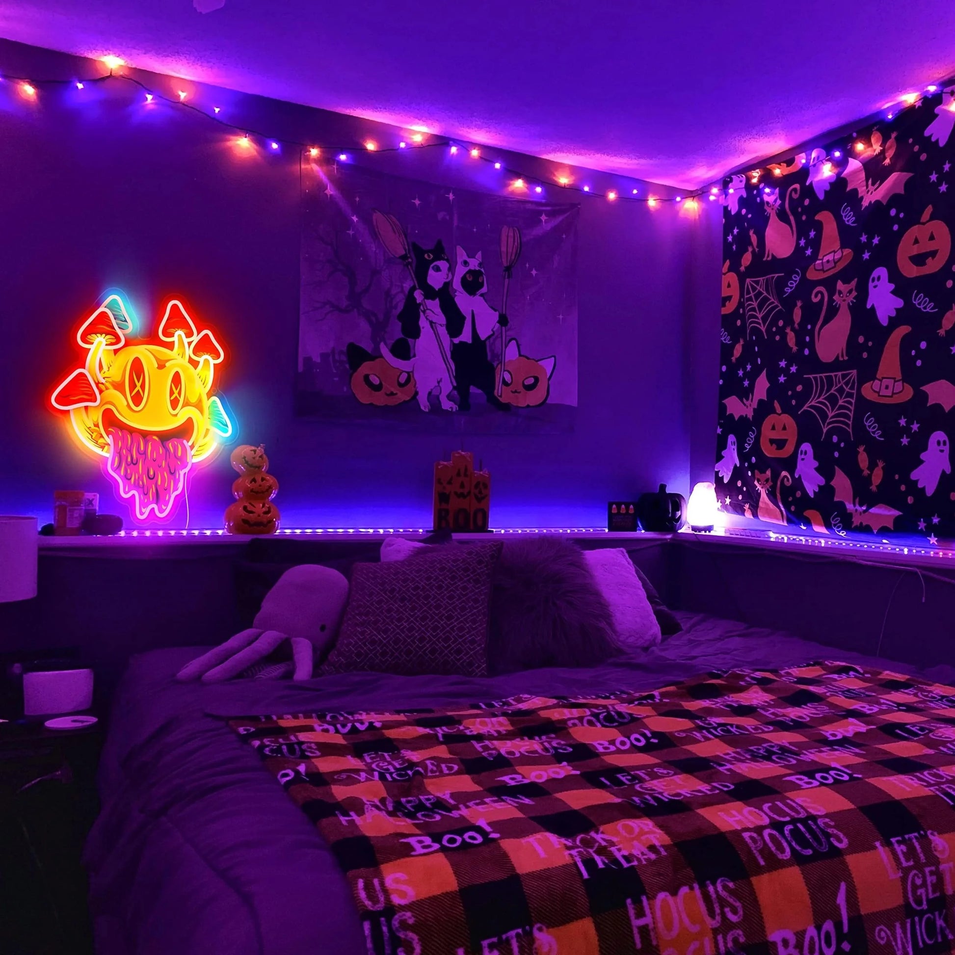 Trippy Mushroom Smiley Neon Sign β Melt Into the Vibe ππ΅βπ«