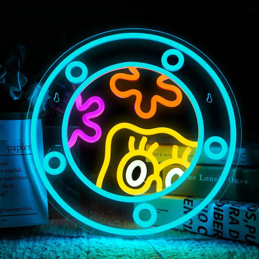 Sponge Peek Neon Sign – Who Lives in There? 🍍👀