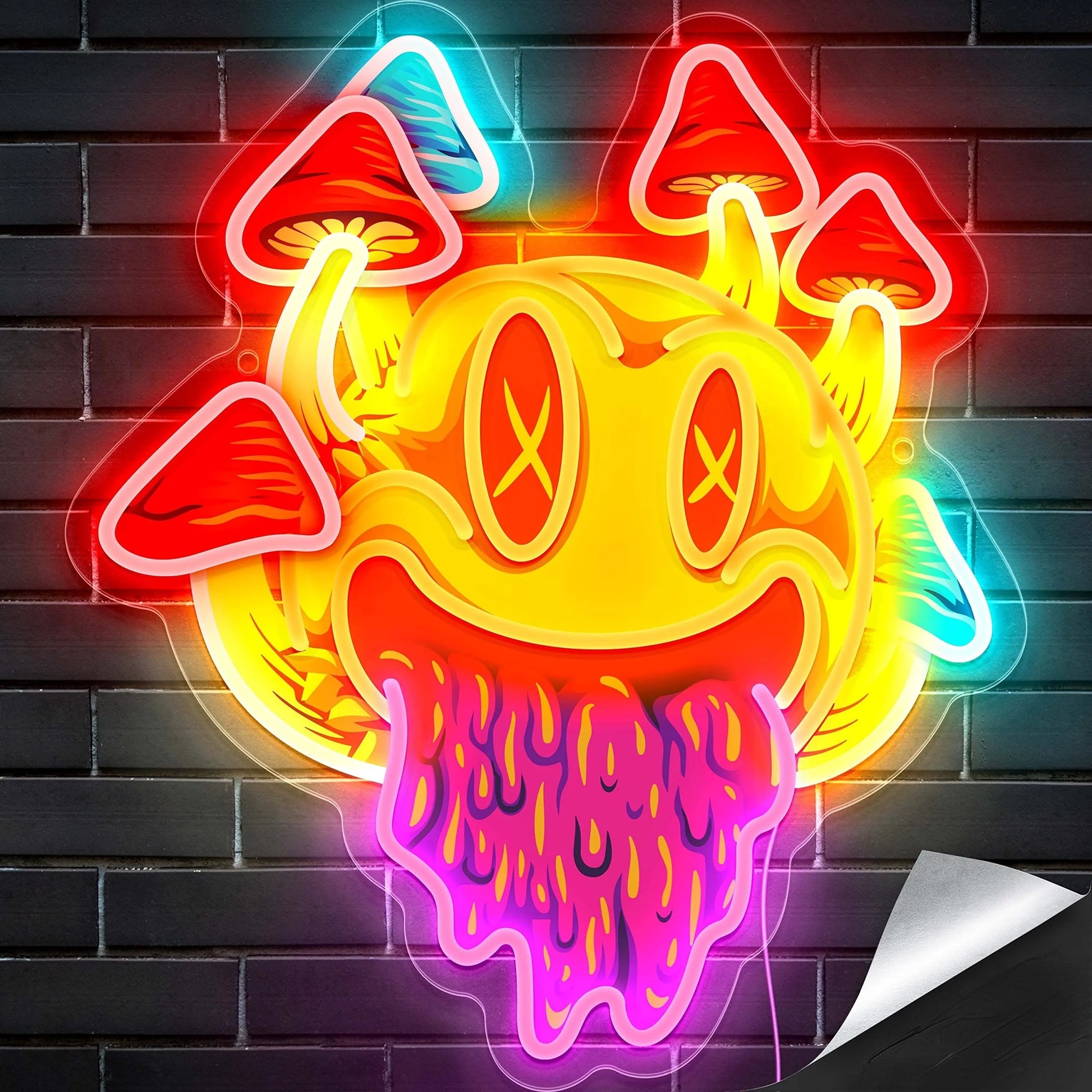 Trippy Mushroom Smiley Neon Sign β Melt Into the Vibe ππ΅βπ«