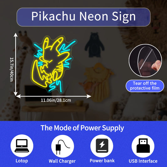 Pikachu Neon Sign – Light Up with Thunderbolt Style ⚡🐭