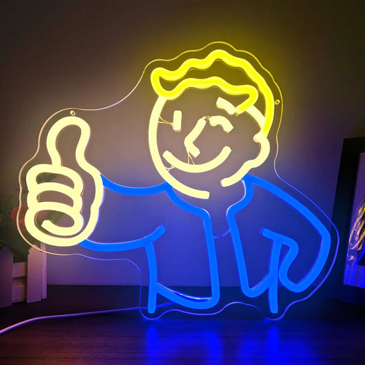 Vault Boy Neon Sign – Wasteland Approved 👍💡